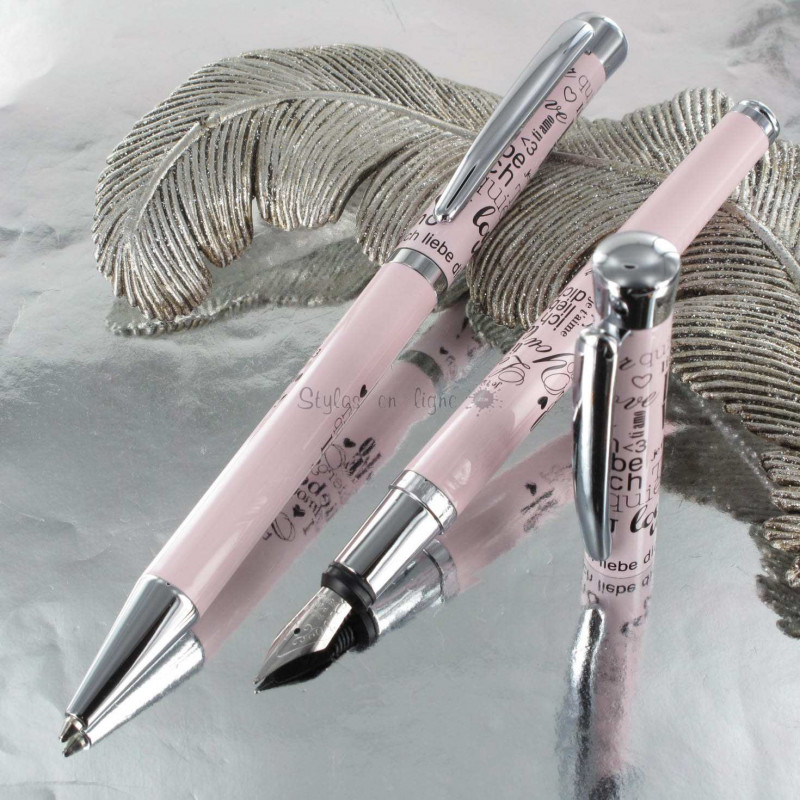 Parure stylos Plume & Bille Oberthur® "Agathe" Rose