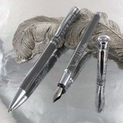 Parure stylos Plume & Bille Oberthur® "Agathe" Gris Nuage