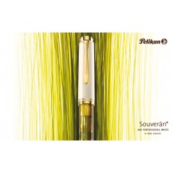 Stylo Plume Pelikan® "Souverain M400" Ecaille/Blanc à piston et plume Or 14 K