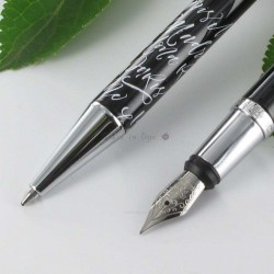 Parure stylos Plume & Bille Oberthur® "Syllabe" Noir