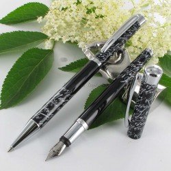 Parure stylos Plume & Bille Oberthur® "Syllabe" Noir