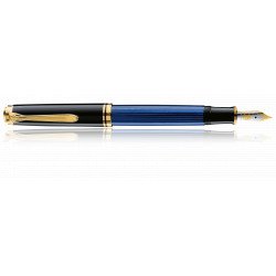 Stylo Plume Pelikan® "Souverain M400" Bleu/Noir à piston et plume Or 14 K
