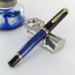Stylo Plume Pelikan® "Souverain M400" Bleu/Noir à piston et plume Or 14 K