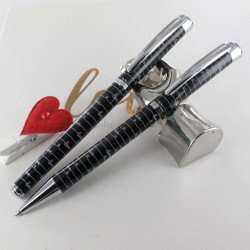 Parure stylos Plume & Bille Oberthur® "Idylle" Noir