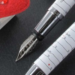 Parure stylos Plume & Bille Oberthur® "Idylle" Blanc