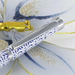 Stylo Plume Oberthur® "Indigo" Laqué Blanc Bleu