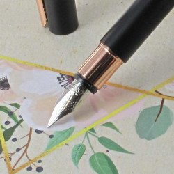 Stylo Plume Moyenne Faber Castell® "NEO" noir mat, or rose
