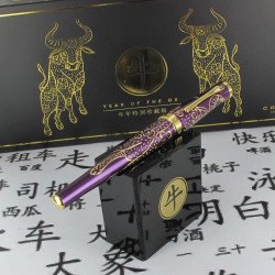 Stylo Roller Cross® Sauvage "Année du Buffle" Laqué Prune & Or 23 cts