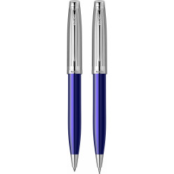 Parure Stylos Bille & Portemine 0,7mm Scrikss® Oscar Bleu Chrome