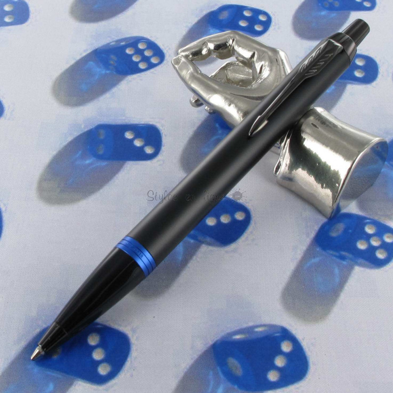 Etui cadeau stylo bille Parker IM Vibrant Ring corps acier Noir encre Bleue  - JPG