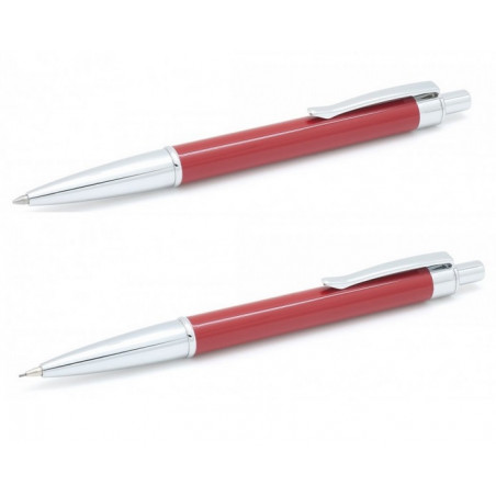 Parure Stylos Bille & Portemine Inoxcrom® Beat Rouge-Bordeaux