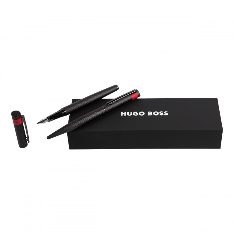 Parure De Stylos Plume Bille Hugo Boss Loop Diamond Noir Sur Stylosenligne Com