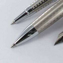 Parure 3 Stylos Plume, Bille & Roller Inoxcrom® Arc Laqué Inox Mava