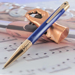 Stylo Bille ST Dupont® D-Initial Bleu-Roi et Or Rose