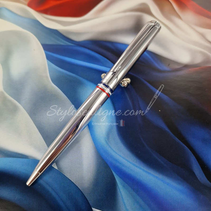 Stylo bille Avene Hoche , Chrome + Drapeau de la France