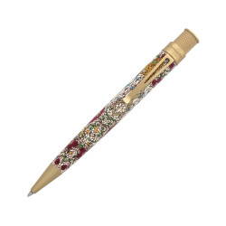 Stylo roller Retro51 Beauty and The Beast posé sur sa boîte violette décorée de dorures