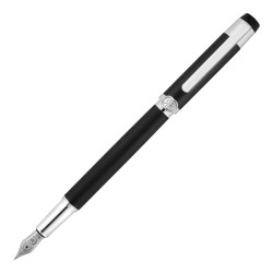 Stylo plume Cerruti 1881 noir texturé avec plume métallique et détails chromés
