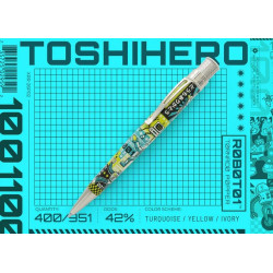 Robotoy Toshihero Tornado Popper stylo bille illustration rétro futuriste