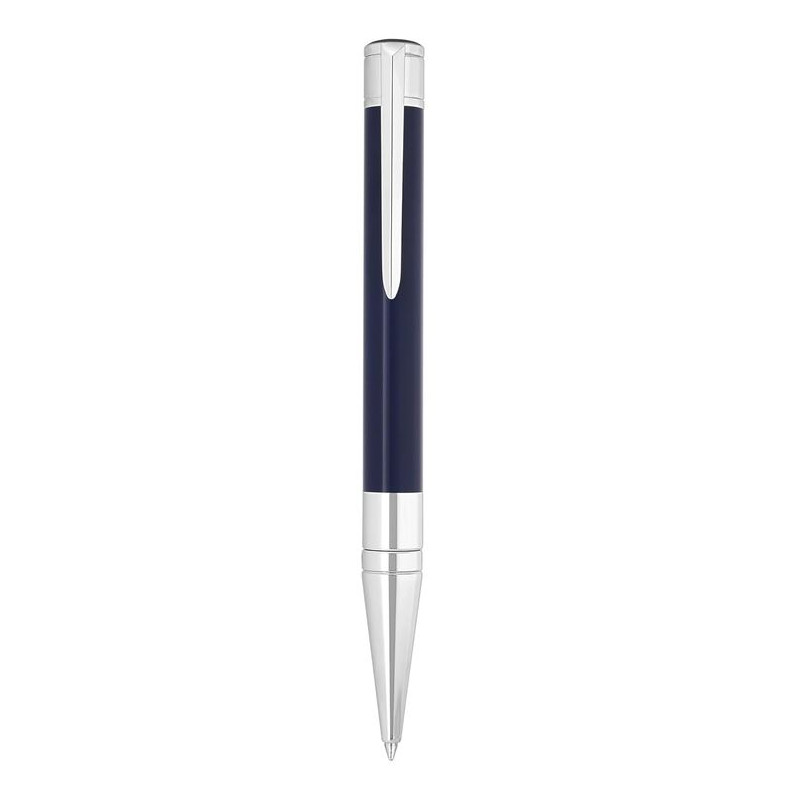 Stylo bille Initial Bleu Foncé & Chrome S.T. Dupont vue de face.