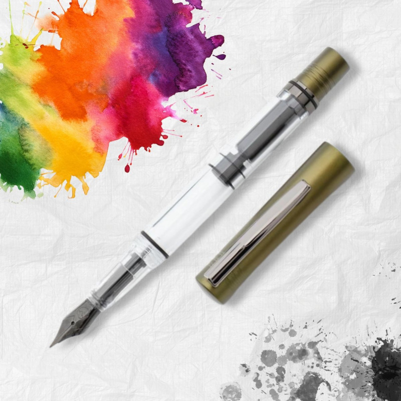 Stylo plume Monteverde USA MP1 Olive Green MV34103 en mise en scène artistique