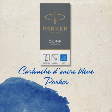 Cartouches Parker Quink bleu lavable – visuel de présentation.