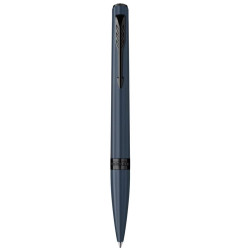 Stylo bille Parker Meridian bleu à attributs noirs, vue de face