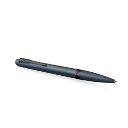 Stylo bille Parker Meridian bleu à finitions noires, vue oblique