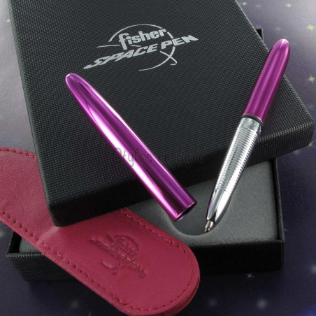 Coffret Stylo Bille Pocket Fisher Pen® Chromé Fushia + Etui fushia