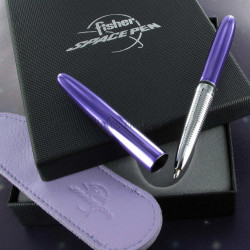 Coffret Stylo Bille Pocket Fisher Pen® Chromé Mauve + Etui mauve