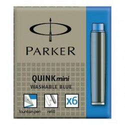 Cartouches petit format Bleues effaçables Parker Quink- Boite de 5