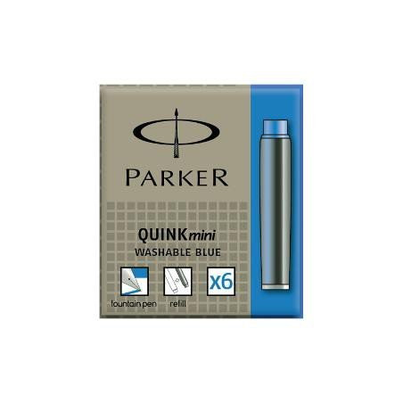 PARKER Quink 6 cartouches courtes pour Stylo plume, encre bleue effaçable